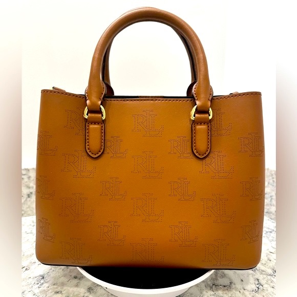 Ralph Lauren Perforated LRL Monogram Top Handled W Removable Long Shoulder Strap - Picture 2 of 14